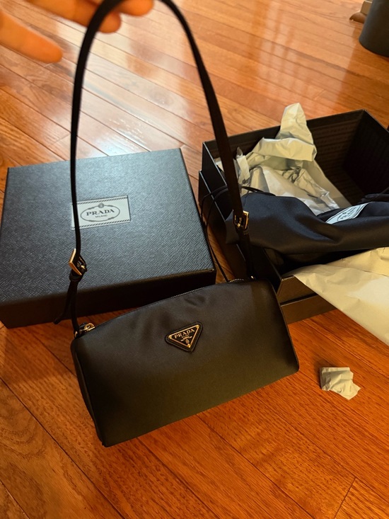 Prada Black Nylon Shoulder Pouch with Gold Logo - Picture 5 of 5
